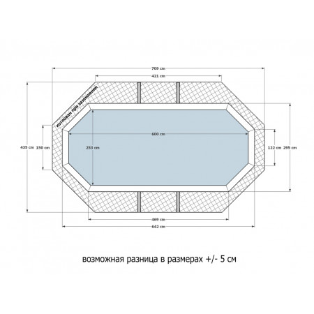 Деревянный сборный бассейн "Ангара" 600 х 250 х 130  см от Кристалл глубиной 130 см, овальный морозоустойчивый