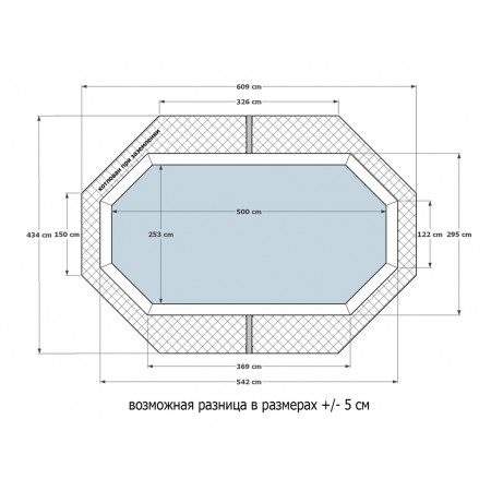 Деревянный сборный бассейн "Баргузин" 500 х 250 х 115  см от Кристалл глубиной 115 см, овальный морозоустойчивый