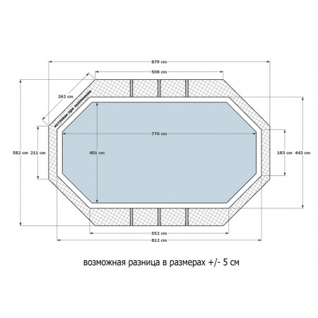 Деревянный сборный бассейн 770 х 400 см "Байкал-3" от Кристалл глубиной 115 см, овальный морозоустойчивый