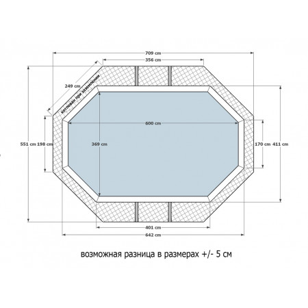 Деревянный сборный бассейн 600 х 370 см "Байкал" от Кристалл глубиной 130 см, овальный морозоустойчивый