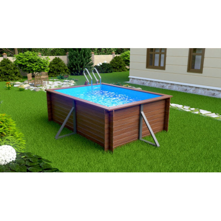 Деревянный сборный бассейн "Кая" 370 х 250 х 145  см от Кристалл глубиной 145 см, прямоугольник морозоустойчивый