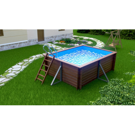 Деревянный сборный бассейн "Кая" 370 х 250 х 145  см от Кристалл глубиной 145 см, прямоугольник морозоустойчивый