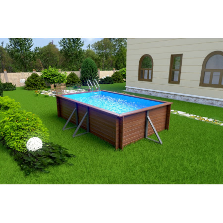 Деревянный сборный бассейн "Китой" 500 х 300 х 145  см от Кристалл глубиной 145 см, прямоугольник морозоустойчивый