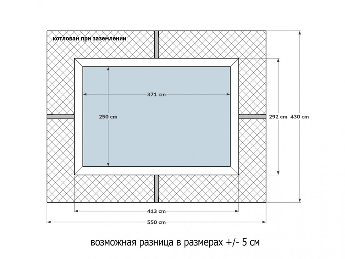 Деревянный сборный бассейн "Кая" 370 х 250 х 115 см от Кристалл глубиной 115 см, прямоугольник морозоустойчивый