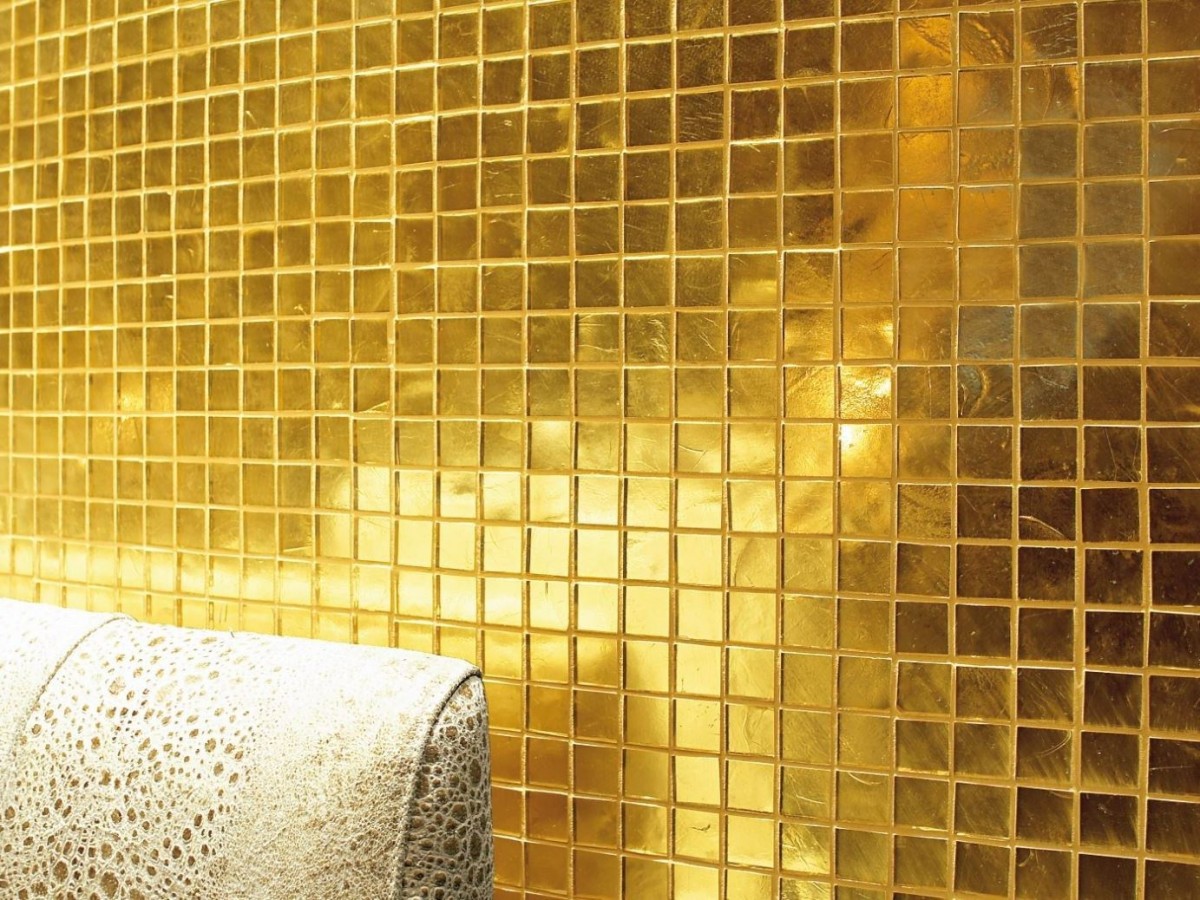Мозаика стеклянная однотонная Ezarri Gold литое 24-каратное золото