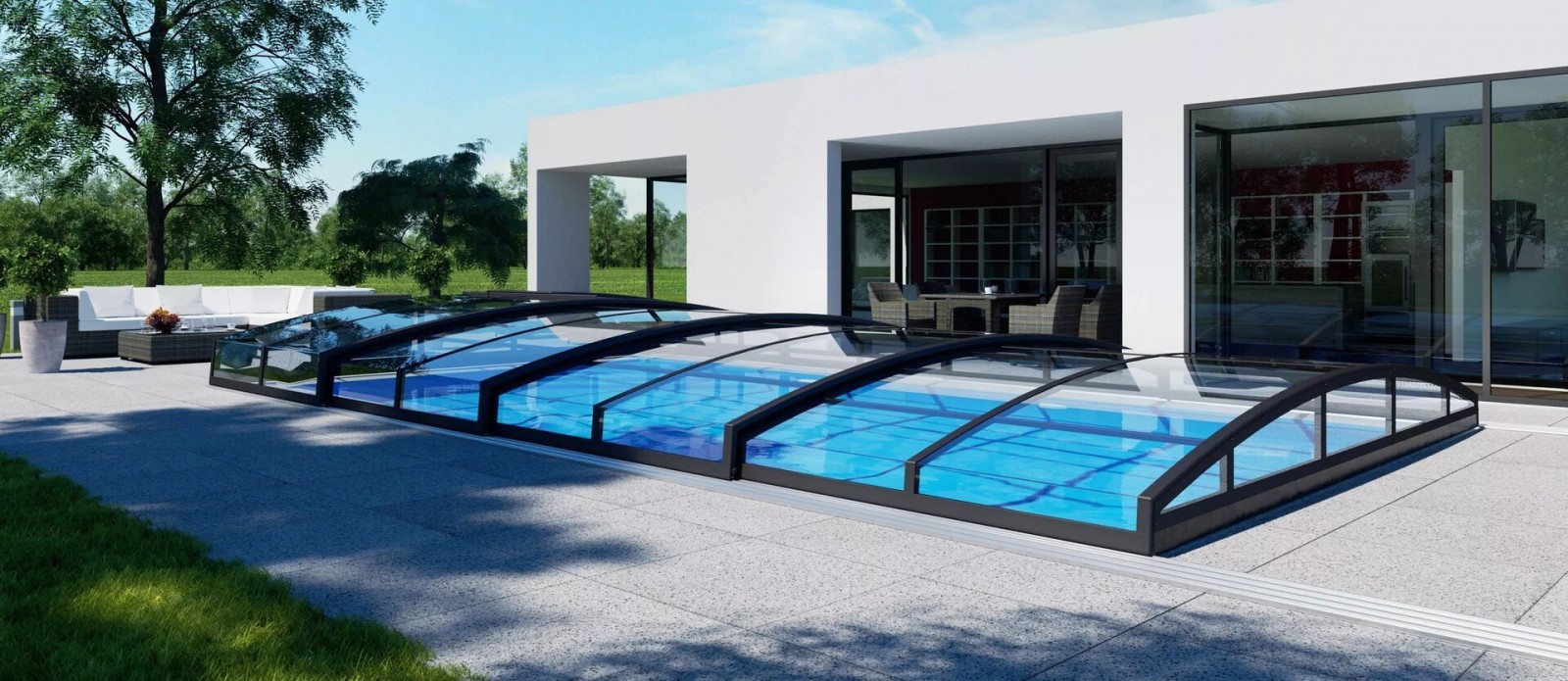 Павильоны для бассейнов сдвижные, раздвижные